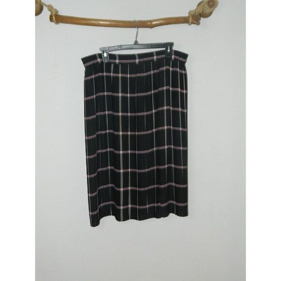 Liz Claiborne Skirt Blue Red Plaid Pleated Unforgettable Romance Size Large - Picture 1 of 8